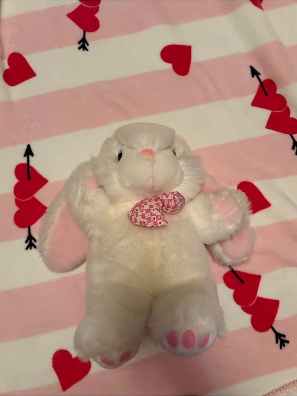 Plush Small Pet Bunny Toy - Cream with Pink Accents